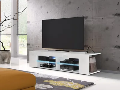 Obrázek produktu pro Televizní stolek s LED osvětlením KINSALE 2 - bílý / lesklý bílý