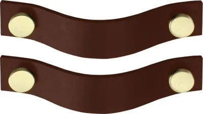 Produktbild von Natural Goods Berlin Möbelgriff RIEMEN, Möbelknopf, Schrankgriff, Knauf für Schublade und Tür, Braun, Gold (gebürstet), 2 Stück
