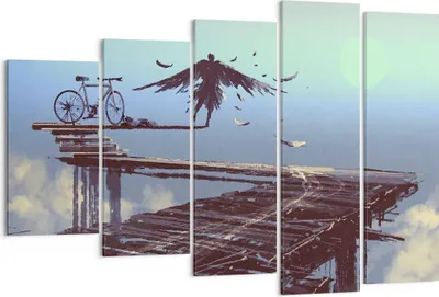 Produktbild von Bild auf Leinwand - Leinwandbild - Vogel Fahrrad modern - 150x100cm - Wand Bild - Wanddeko - Leinwanddruck - Bilder - Kunstdruck - Wanddekoration - Leinwand bilder - Wandkunst - EG150x100-3721