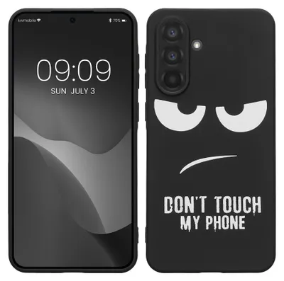 Produktbild von kwmobile Hülle kompatibel mit Samsung Galaxy A56 5G - Handyhülle Silikon Case - Don't touch my Phone Weiß Schwarz