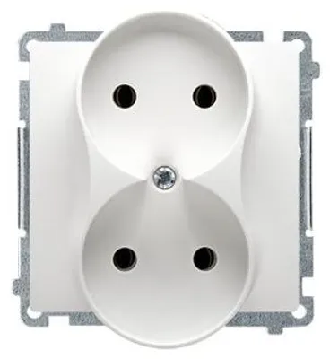Image de SIMON BASIC Double prise 80x75x45mm 16A IP20 BLANC SANS MISE A LA TERRE