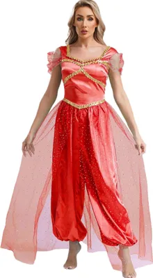 Produktbild von Orientalische Prinzessin Damenkostüm XL – Pailletten Overall mit Aladinhose Perfekt für – Fasching, Halloween, Karneval & Mottoparty