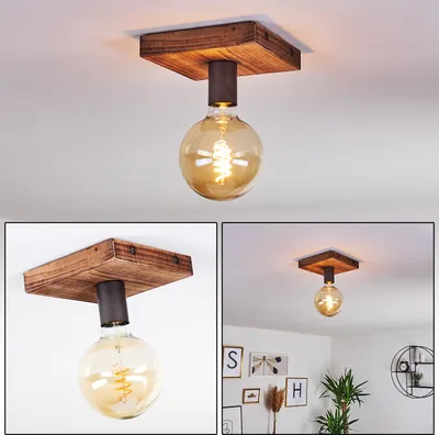Produktbild von Mesoraca »Mesoraca« Deckenlampe aus Holz und Metall in Hellbraun und Schwarz