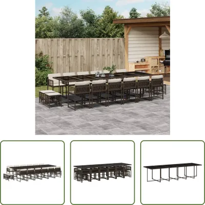 Produktbild von The Living Store 17-tlg. Garten-Essgruppe mit Kissen Braun Poly Rattan