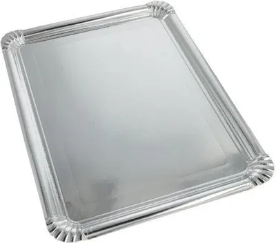 Produktbild von Papstar Servierplatten, PET-beschichtet eckig 34 cm x 45,5 cm silber, 10 x 10 Stück