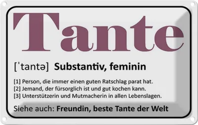 Produktbild von vianmo Blechschild 12x18 cm Tante Freundin beste Welt Familie Freunde