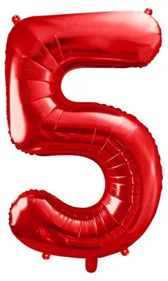 Obrázok produktu pre Fóliový balón Číslica 5 červená, 86 cm