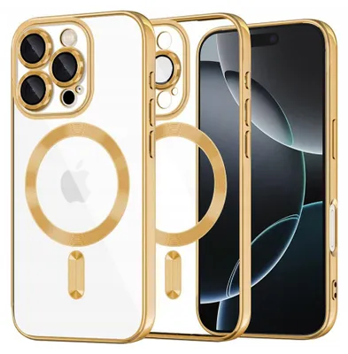 Produktbild von Techsuit Luxury Crystal Back Cover Hülle mit MagSafe für Apple iPhone 16 Pro - Gold