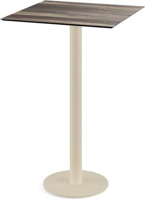 Image de Table de bar Urban avec structure couleur sable et plateau en stratifié haute pression (HPL) imitation bois tropical, 70 x 70 cm, 1 pièce