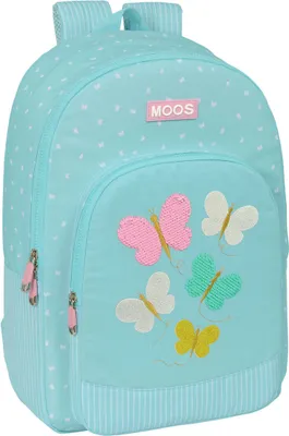 Image de Sac à dos scolaire Moos Butterflies bleu 30 x 46 x 14 cm