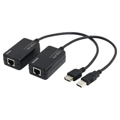 Obrázok produktu pre LogiLink UA0021D, USB Typ-A, RJ-45, Samec/Samica, Čierna, 0,3 m, Samec