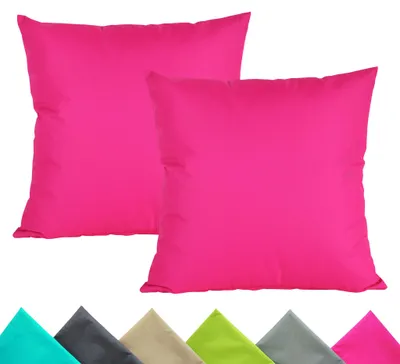 Produktbild von JACK 2er Set 40x40cm Outdoor Kissenhülle Kissenbezug Wasserfest Sitzkissen Lounge Kissen Garten Stuhl Lotus Effekt, Farbe:Pink