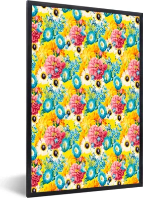 Produktbild von MuchoWow® MuchoWow® Gerahmtes Poster Blumen - Collage - Farben 20x30 cm - Poster mit zchwarzem Bilderrahmen - Drucken - Bilder Poster im Rahmen
