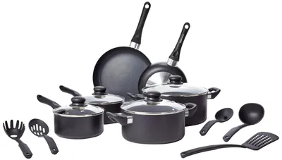Produktbild von A. Basics 15-teiliges Keramik-Antihaft-Kochgeschirr-Set, Töpfe und Pfannen mit D