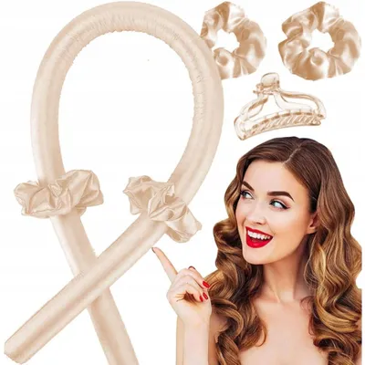 Produktbild von Haarwickler - Zum Lockenwickeln - Satin - Beige - Lockenwickler - Lockenstab - Damen