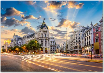 Produktbild von Tulup® Leinwandbild - 100x70 cm - Wandkunst - Drucke auf Leinwand - Leinwanddruck  - Sehenswürdigkeiten & Architektur - Mehrfarbig - Madrid Spanien