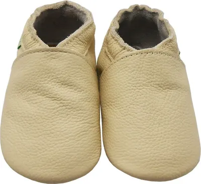 Produktbild von Sayoyo Baby Krabbelschuhe Lauflernschuhe Lederpuschen aus echtem Leder,Einfarbig  Beige,EU 23-24
