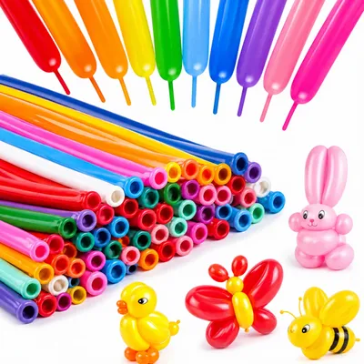 Zdjęcie produktu dla Zestaw Balonów do Modelowania + Pompka: Kolorowe Balony Długie dla Dzieci i Imprez