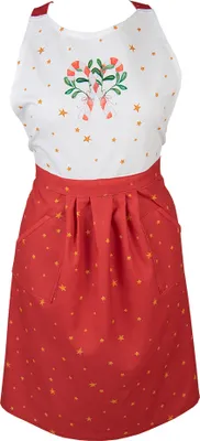 Produktbild von Clayre & Eef Küchenschürze 70x85 cm Weiß Rot Baumwolle Nussknacker
