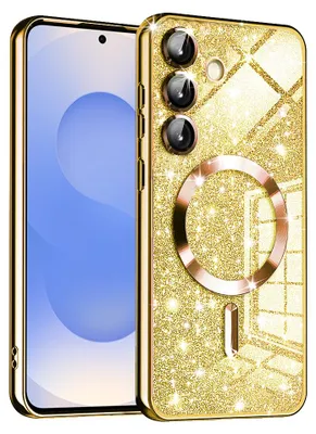 Produktbild von Techsuit Luxury Glitter Back Cover Hülle mit MagSafe für Samsung Galaxy S25 - Gold
