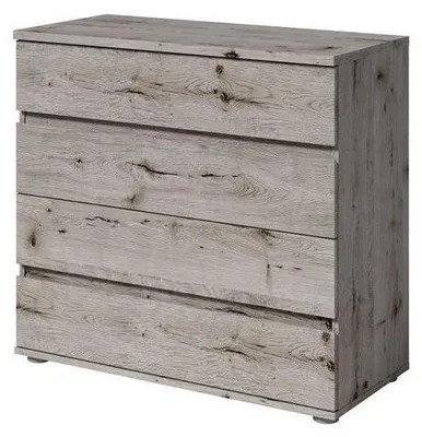 Produktbild von Masseno Kommode HEIMOR 91,5 cm Sideboard mit 4 Schubladen für Wohnzimmer Schlafzimmer Modern 91,5x42x85 cm Eiche Wellington