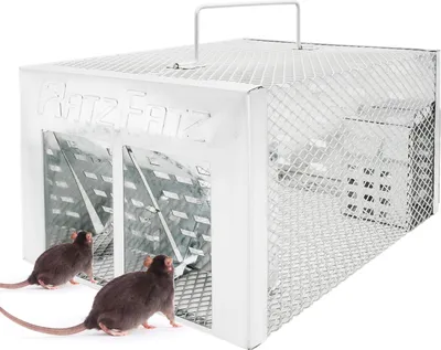Produktbild von RatzFatz Lebendfalle Mausefalle, mit Doppeltür, aus Stahl und Eisen,30×22×15cm, für Wühlmäuse, Hamster, Meerschweinchen, Mäuse, Ratten