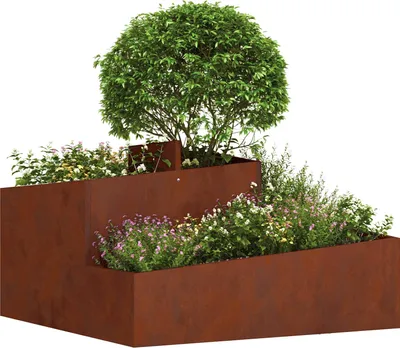 Produktbild von vidaXL Garten-Pflanzgefäß Braun 80 x 80 x 50 cm Wetterfeststahl