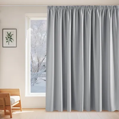 Immagine prodotto di Tenda oscurante con balza, color grigio argento, dimensioni 245 x 300 cm