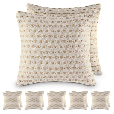 Produktbild von Zierkissen 40x40cm Dekokissen 12-teilig Set 2 x 6 VE Sofakissen Baumwolle u. Jute natur