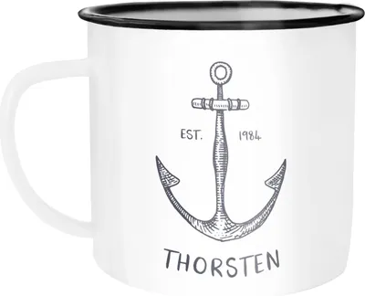 Personalisierte Emaille-Campingtasse | Mit Namen, 330 Ml | Für Wohnmobil & Outdoor