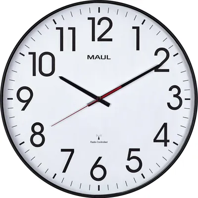 Zdjęcie produktu dla Zegar ścienny MAUL MAULclimb Ø 47,7 x 5,4 cm sterowany radiowo plastik 1 x AA (1,5 V) czarny