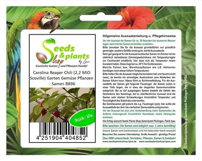 Produktbild von 10x Carolina Reaper Chili (2,2 MIO Scoville) Garten Gemüse Pflanzen – Samen B896
