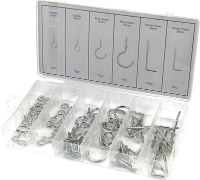 Imagen del producto de Juego de 80 ganchos de anillo y juego de 80 ganchos con tornillos