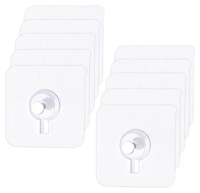 Produktbild von 10 selbstklebende Aufhängehaken, transparente selbstklebende Nägel zum Aufhängen von Fotos, selbstklebende Aufhängehaken zur Wandmontage ohne Bohren, für Bilderrahmen, Dekorationsbilder, Fotos, Poster, maximale Tragkraft 3 kg