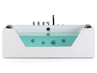 Produktbild von BELIANI Whirlpool-Badewanne Weiß 160 x 76 cm Sanitäracryl LED Beleuchtung Modern