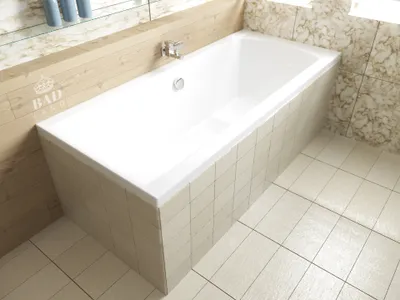 Produktbild von BADLAND Badewanne Rechteck Ines 180x80 mit Ablaufgarnitur, Füßen und Wannenträger GRATIS