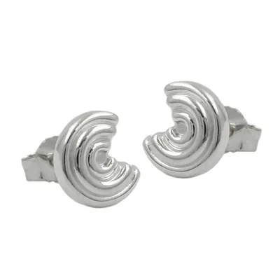 Produktbild von Ohrstecker Ohrring 8x7mm Halbkreis mit Rillen Silber 925 silber 8x7mm