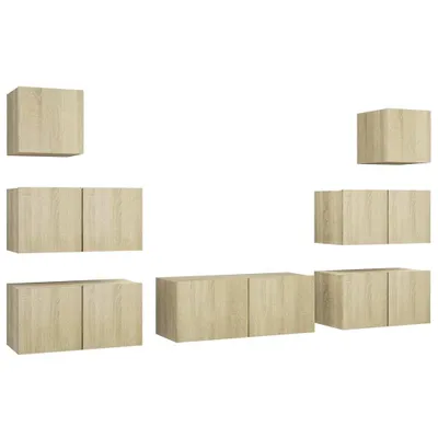 Produktbild von 7-tlg. TV-Schrank-Set Sonoma-Eiche Holzwerkstoff