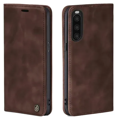 Produktbild von Handy Hülle für Sony Xperia 10 II Klapphülle Bookcase Flip Cover Handy Tasche Etui Farbe: Dunkelbraun