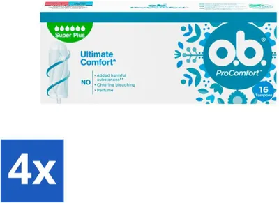 Produktbild von ob Tampons – ProComfort Super Plus – Für zusätzlichen Schutz und Komfort – 16 Tampons - Vorteilspack - 4 Stücke