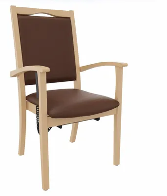 Produktbild von Seniorenstuhl Alexander Hochlehner mit Aufstehhilfe – Hochlehner Pflegestuhl mit Aufstehhilfe und Armlehnen – Massivholzstuhl stabil und Pflegeleicht.Stoffbezug:Clean-Kunstleder Walter Braun,Bodengleiter:Kunststoff Weiss
