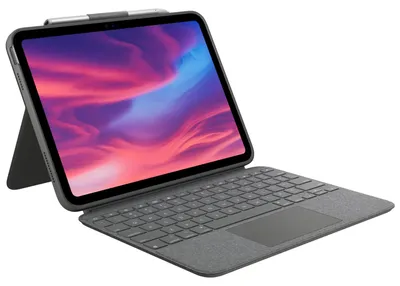 Produktbild von Logitech Combo Touch - Tastatur und Foliohülle - mit Trackpad - hintergrundbeleuchtet - Apple Smart connector - AZERTY - Französisch - Oxford Gray - für Apple 10.9-inch iPad (10. Generation)
