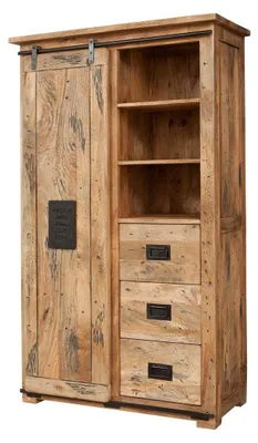 Immagine prodotto di MASSIVMOEBEL24 | RAILWAY #114 Armadio in legno di mango - laccato / natur 100x45x175