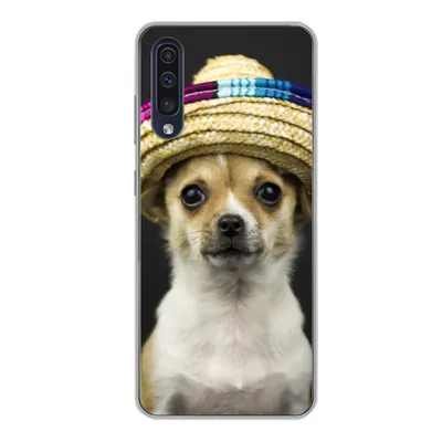 Produktbild von MuchoWow® Handyhülle Schutzhülle Hülle für Samsung Galaxy A50 Hund - Sombrero - Schwarz Silikon Softcase Handy Hülle - Mobiltelefonhülle