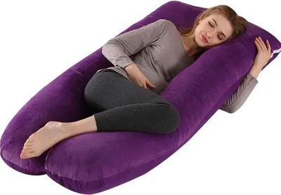 Image de Coussin de grossesse en forme de U, 70 x 130 cm, violet