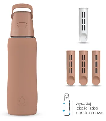 Zdjęcie produktu dla Dafi Szklana Butelka Filtrująca GLASS SiliconeFit 0,6 Mocha Mousse 4x Filtr