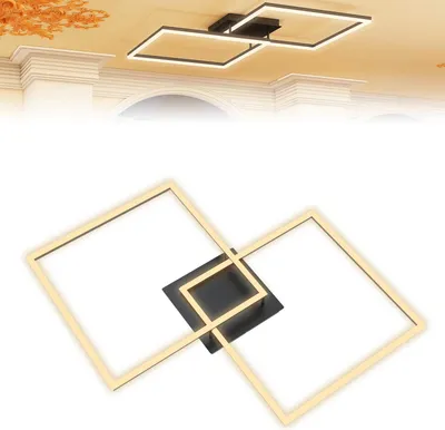 Produktbild von FIVMEN LED Deckenlampe Eckig 72W Warmweiß Modern Doppelquadrat Deckenleuchte Wohnzimmerlampe Schlafzimmerlampe Küche Flur IP44 Aluminium Acryl