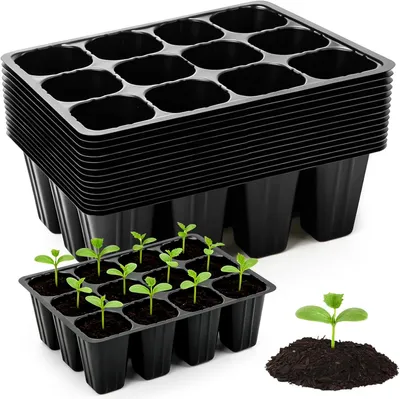 Produktbild von Anzuchtschalen 15 Stücke, 180 Zellen, Kunststoff, mit Drainagelöchern, für Garten