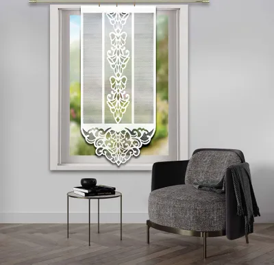 Obrázek produktu pro Hotová záclona, žakárová záclona, závěs, HEXA, bílá - 70x250 cm