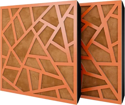 Productafbeelding van Set van 6 akoestische wandpanelen SKYROSS, 50x50x5 cm, kersenhout/goud